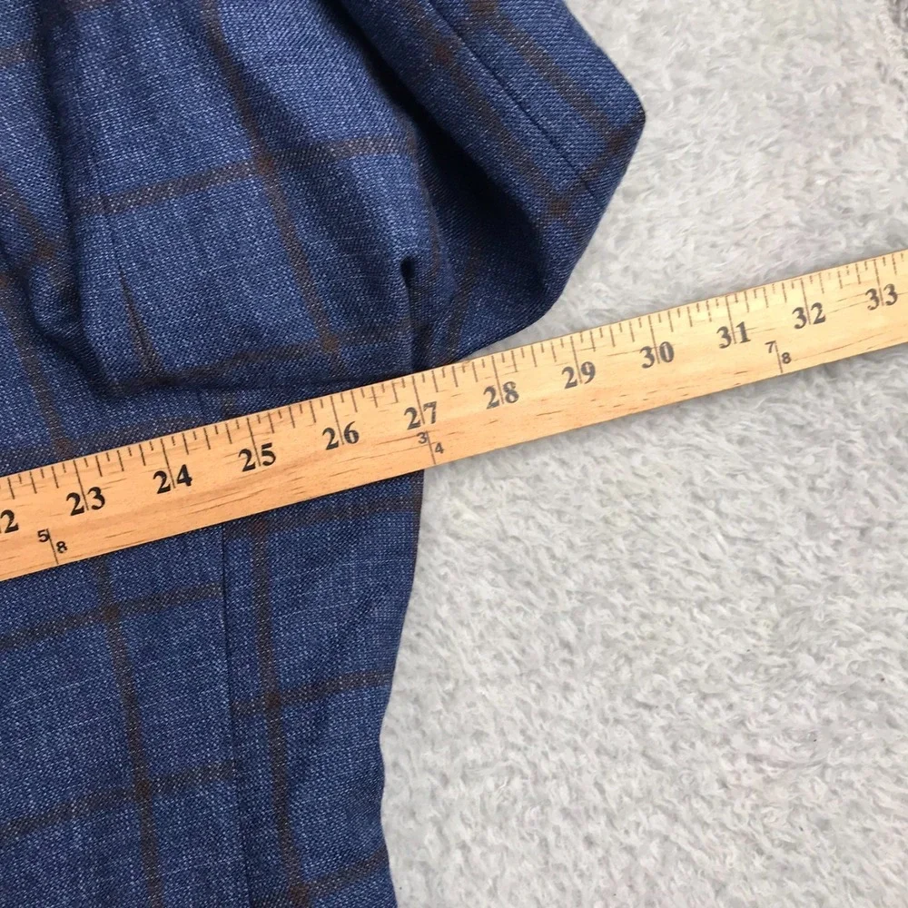 Psycho Bunny Worsted Wool Windowpane Sport Coat Mens 54L Navy Blazer